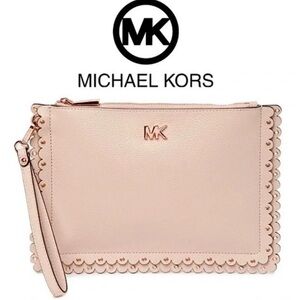 Michael Kors Pink Scalloped Leather Clutch